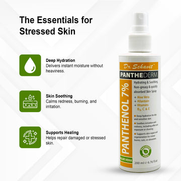 PantheDerm Aloe Vera & Panthenol 7% Skin Spray – Hydrating & Soothing Face & Body Mist for Dry, Sensitive, or Irritated Skin – After Sun, Shaving, Burns, 6.76 fl oz